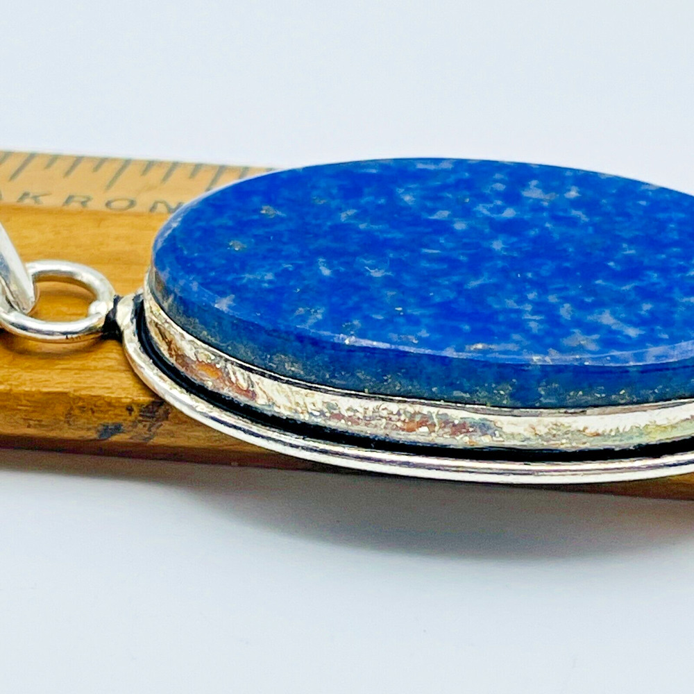 Lapis Lazuli Pendant Sterling Silver Necklace 24" Box Chain 925 Blue Gemstone - Picture 10 of 13